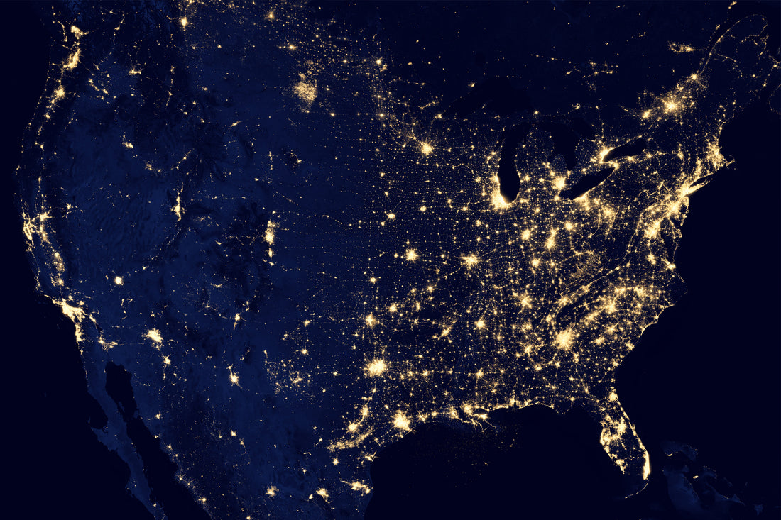 Light pollution in North America